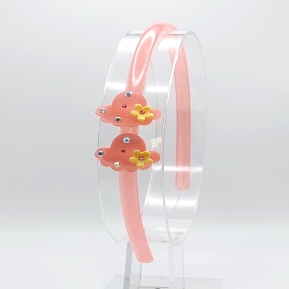 Diadema Acrilica Mini Sombrero Salmon