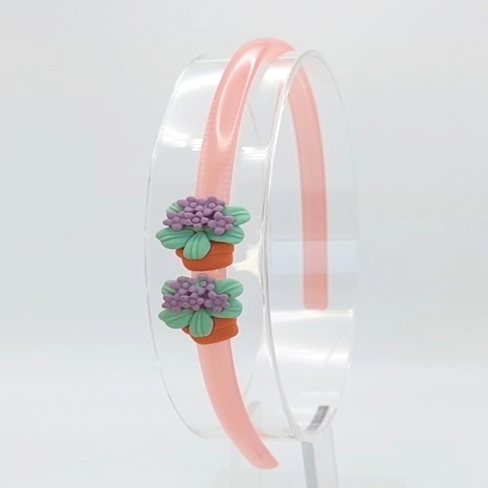 Diadema Acrilica con Diseño Floral Macetero