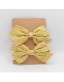 Set de 2 Lazos Estampado a Cuadros Amarillo y Gris