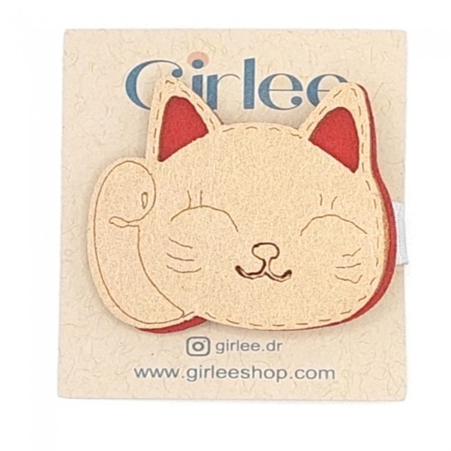 Pinza Gato Crema y Rojo